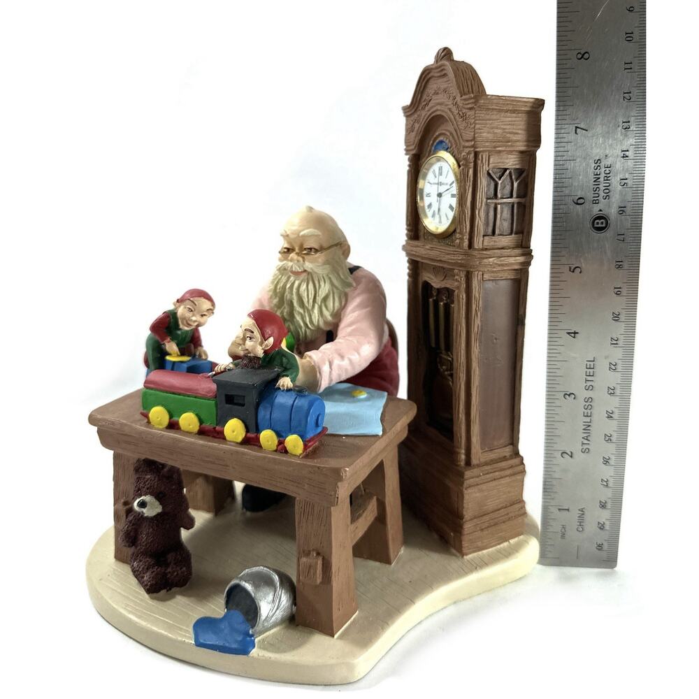 Howard Miller Santa Workshop Clock Figurine Making Toys Christmas Works - Picture 4 of 8